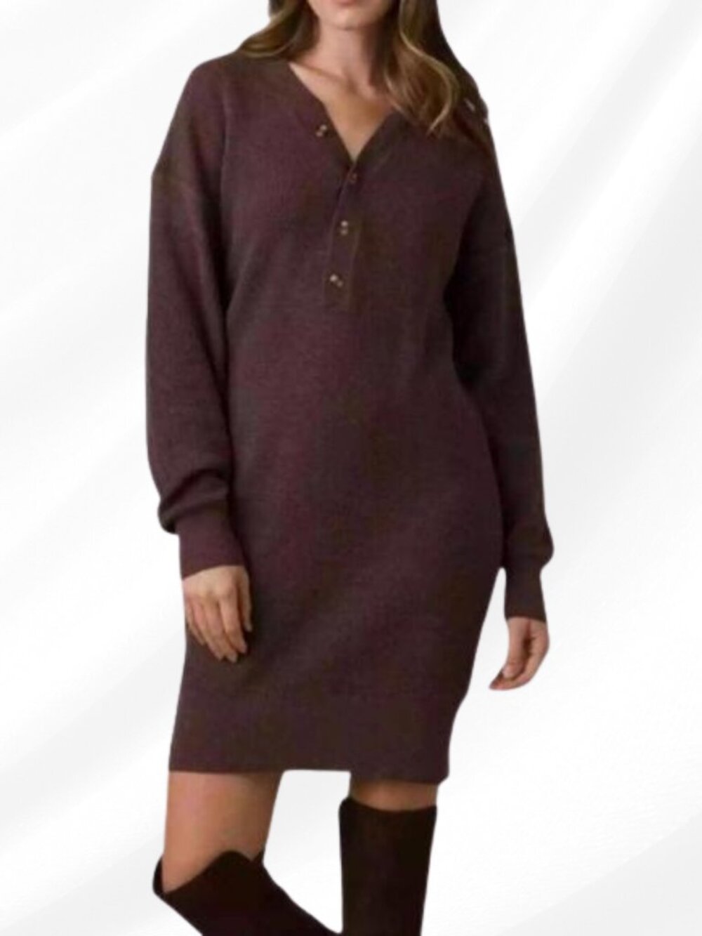 Prana Brown Long Sleeve Milani Henley Dress Size XS Casual & Comfy